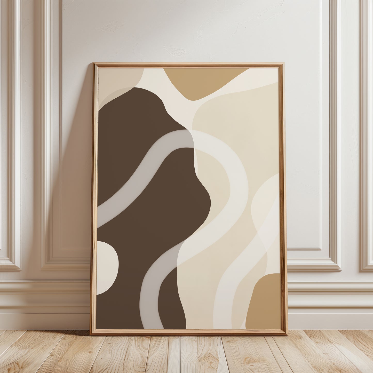 Set of 3 Brown Abstract Wall Art Prints