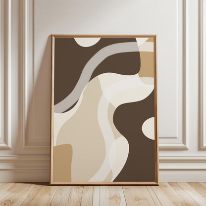 Set of 3 Brown Abstract Wall Art Prints