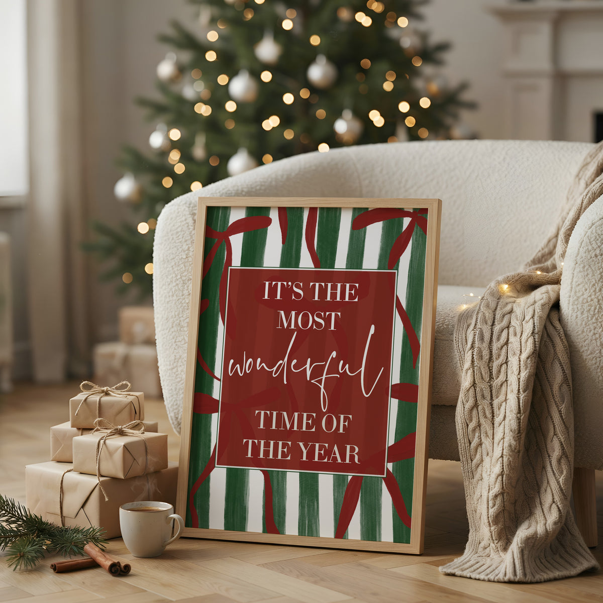 Red & Green Christmas Wall Art Print