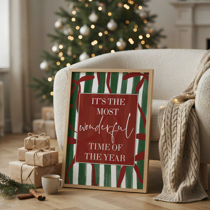 Red & Green Christmas Wall Art Print