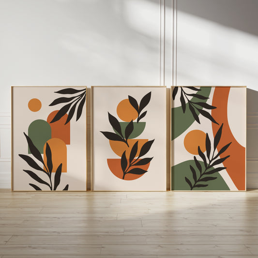 Colourful boho wall prints, set of 3 posters
