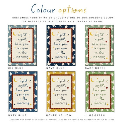 boys bedtime picture, available in 6 colours