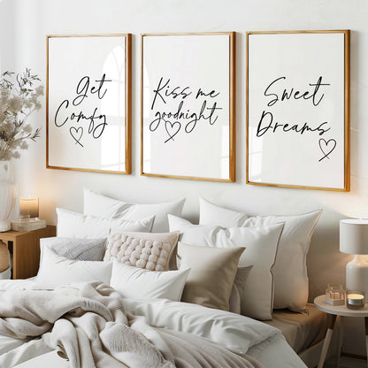 Set of 3 Couples Bedroom Wall Art Prints, Minimalist