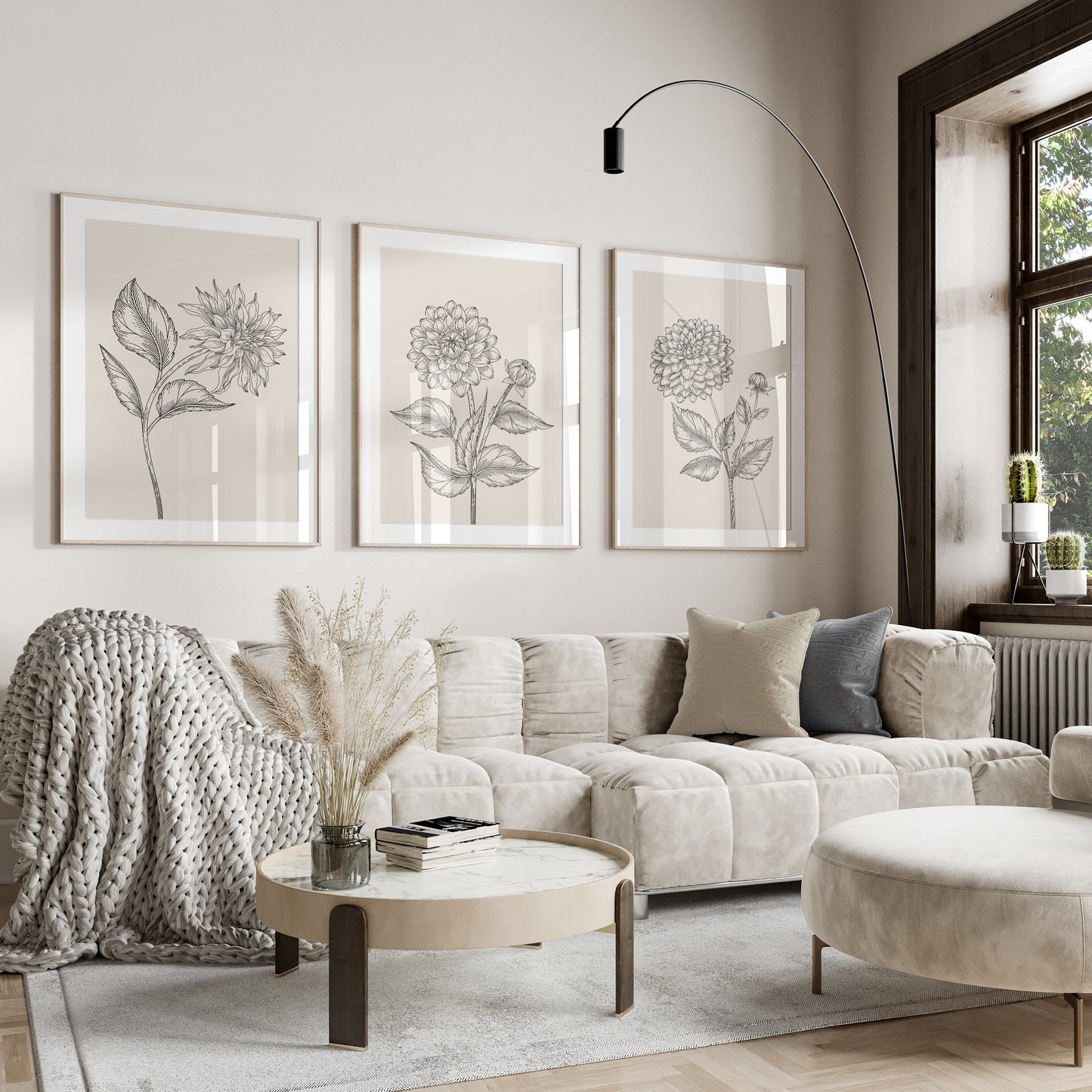 Dahlia living room wall art prints