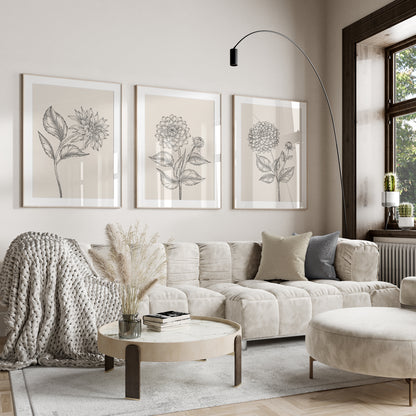 Dahlia living room wall art prints
