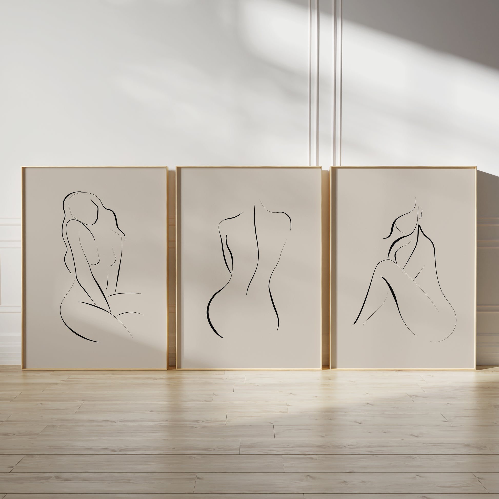 dark beige women line art bedroom prints