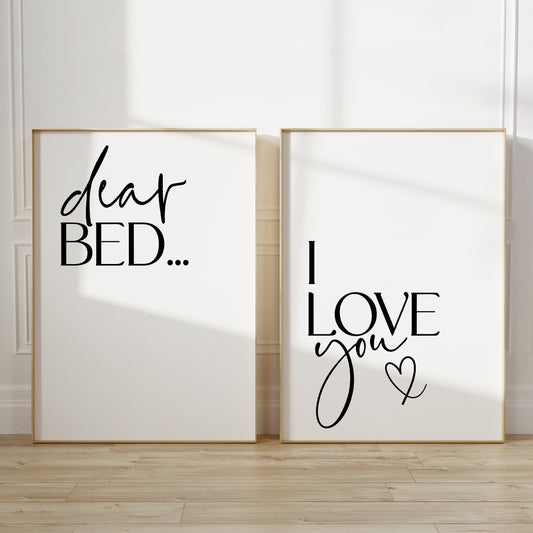 Set of 2 Bedroom Prints, Black & White