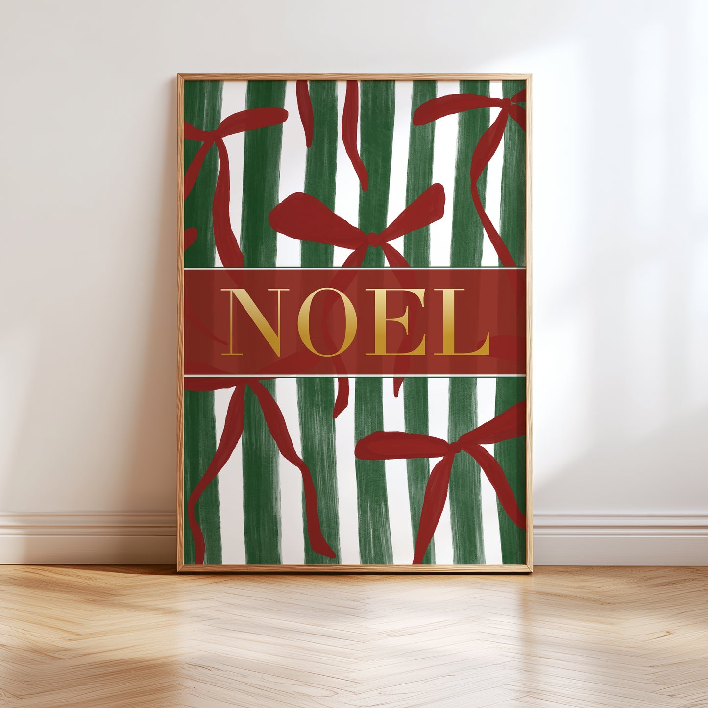 Pink, Red & Gold Christmas Print, Noel