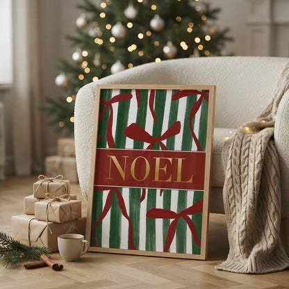 Pink, Red & Gold Christmas Print, Noel