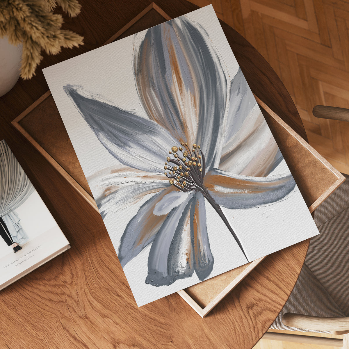Floral Print, Grey Botanical Wall Art