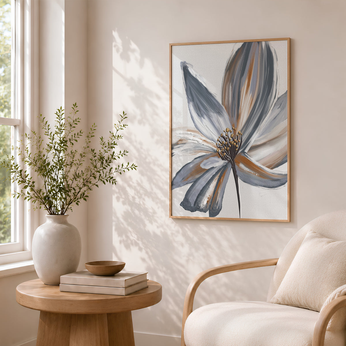 Floral Print, Grey Botanical Wall Art