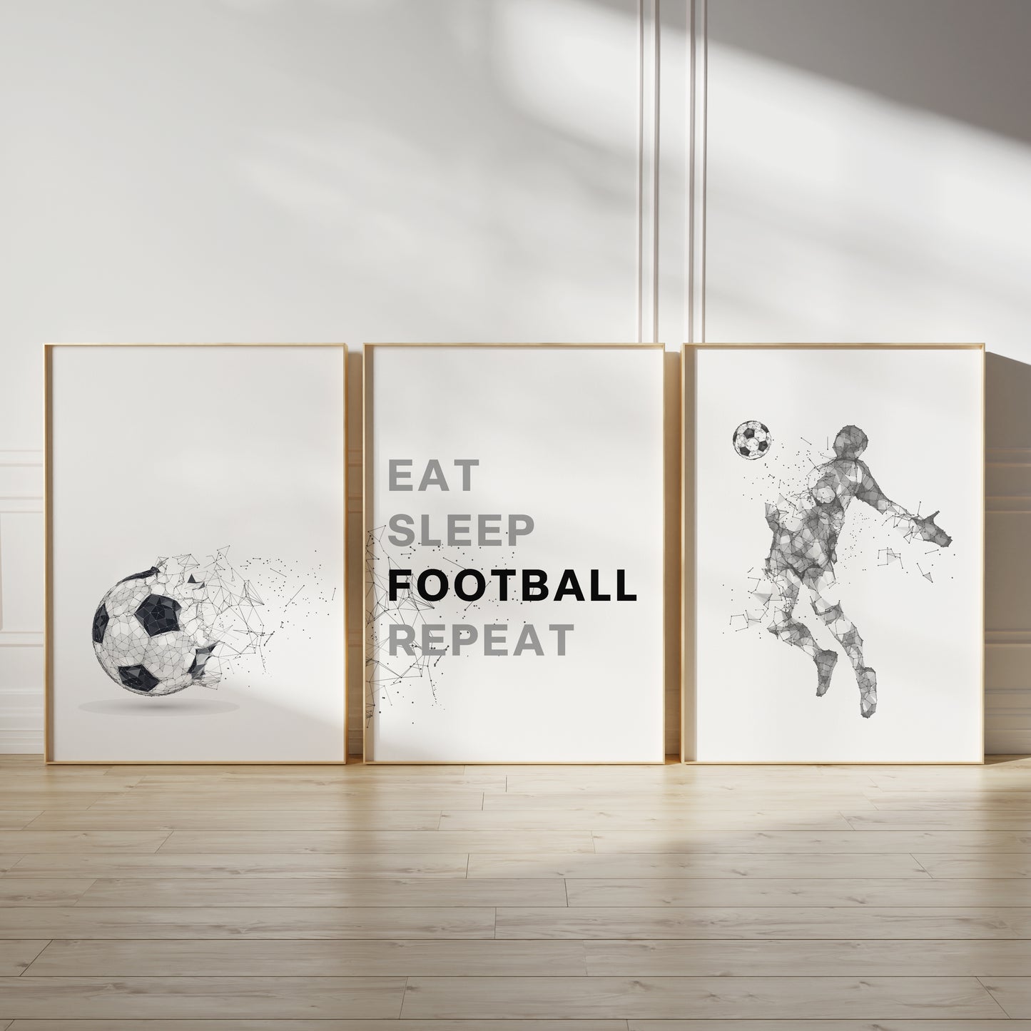 Set of 3 boys room football wall art set
