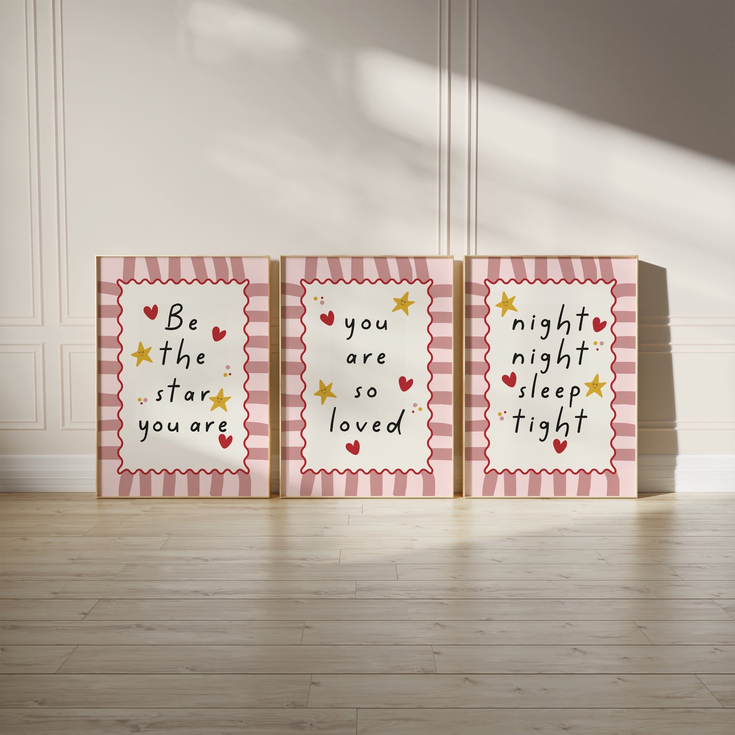 Girls room prints, in pink with quotes