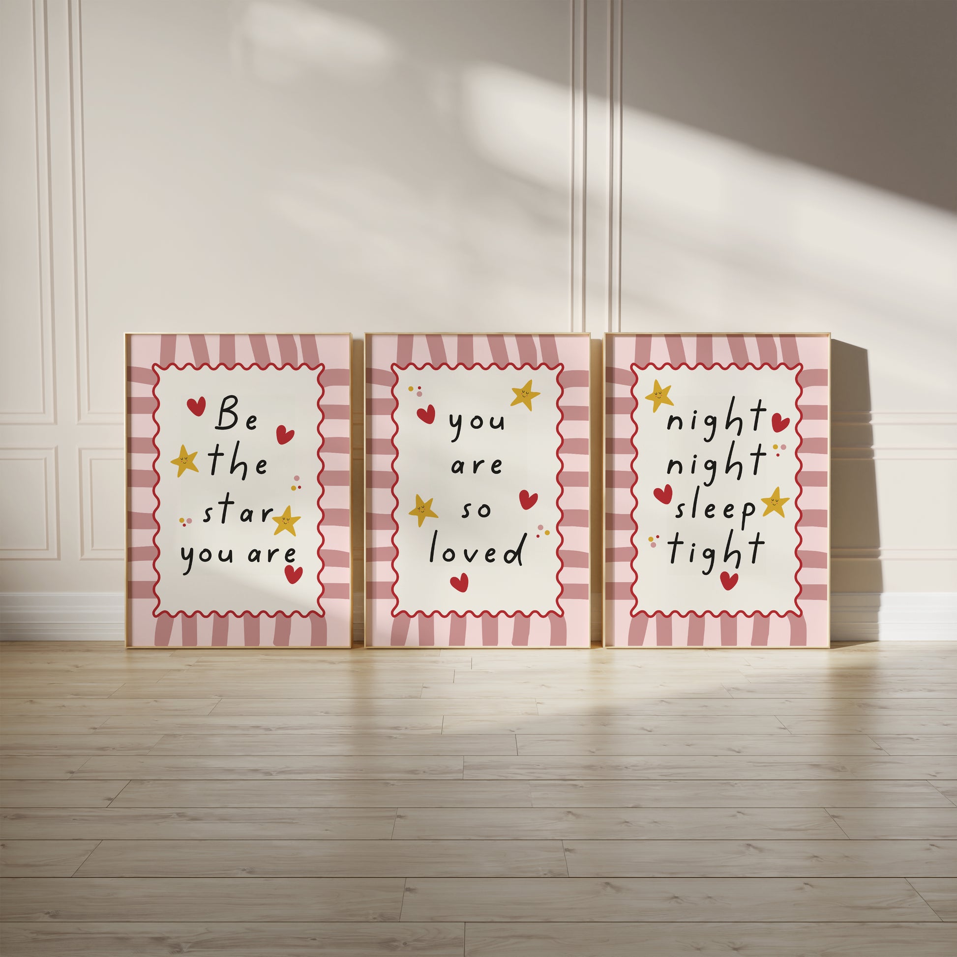 Girls room prints, in pink with quotes