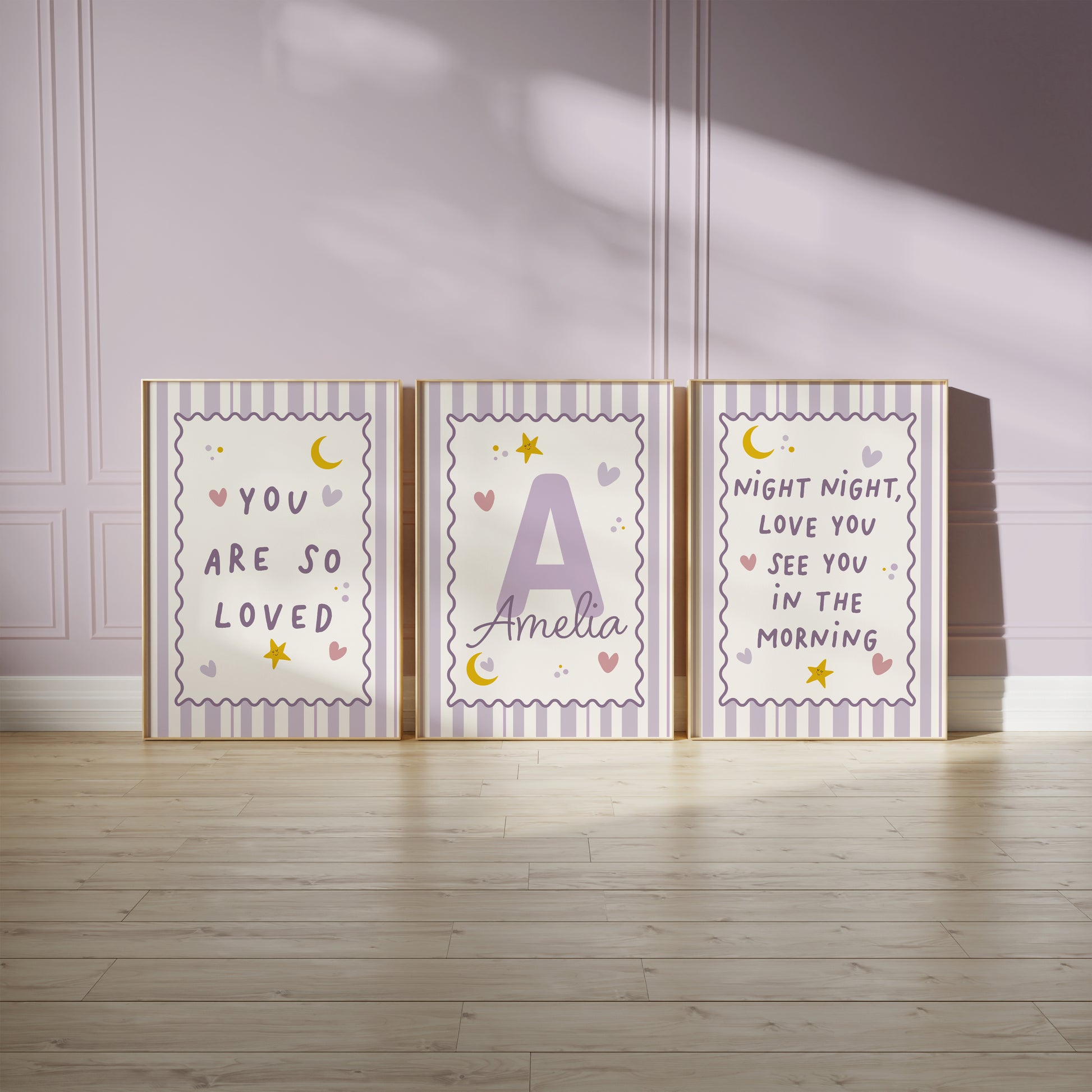 girls lilac typography prints