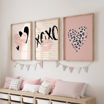 Girls animal print wall art set