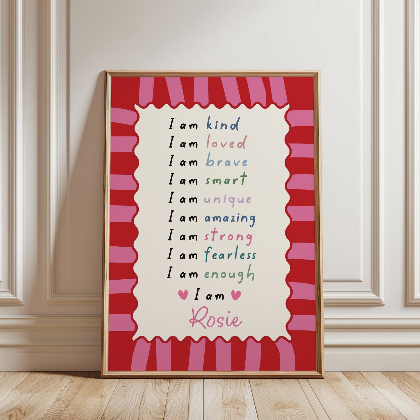 girls red wall art print, affirmation print