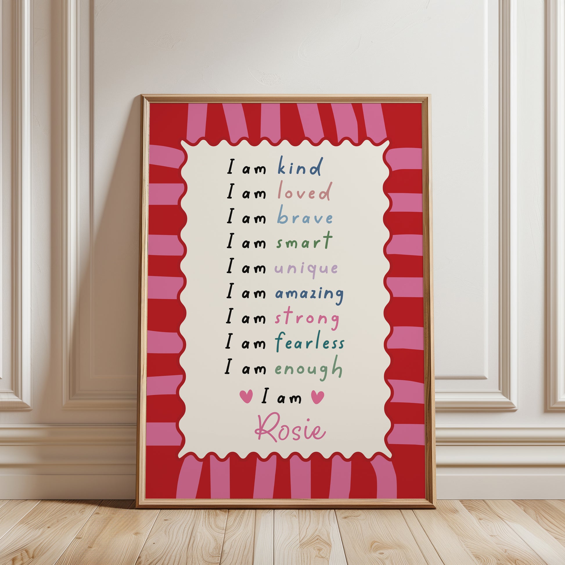 girls red wall art print, affirmation print