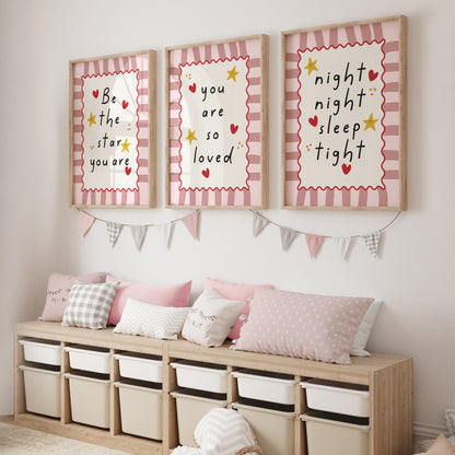 Set of 3 girls pink prints, with motivational and affirmation prints