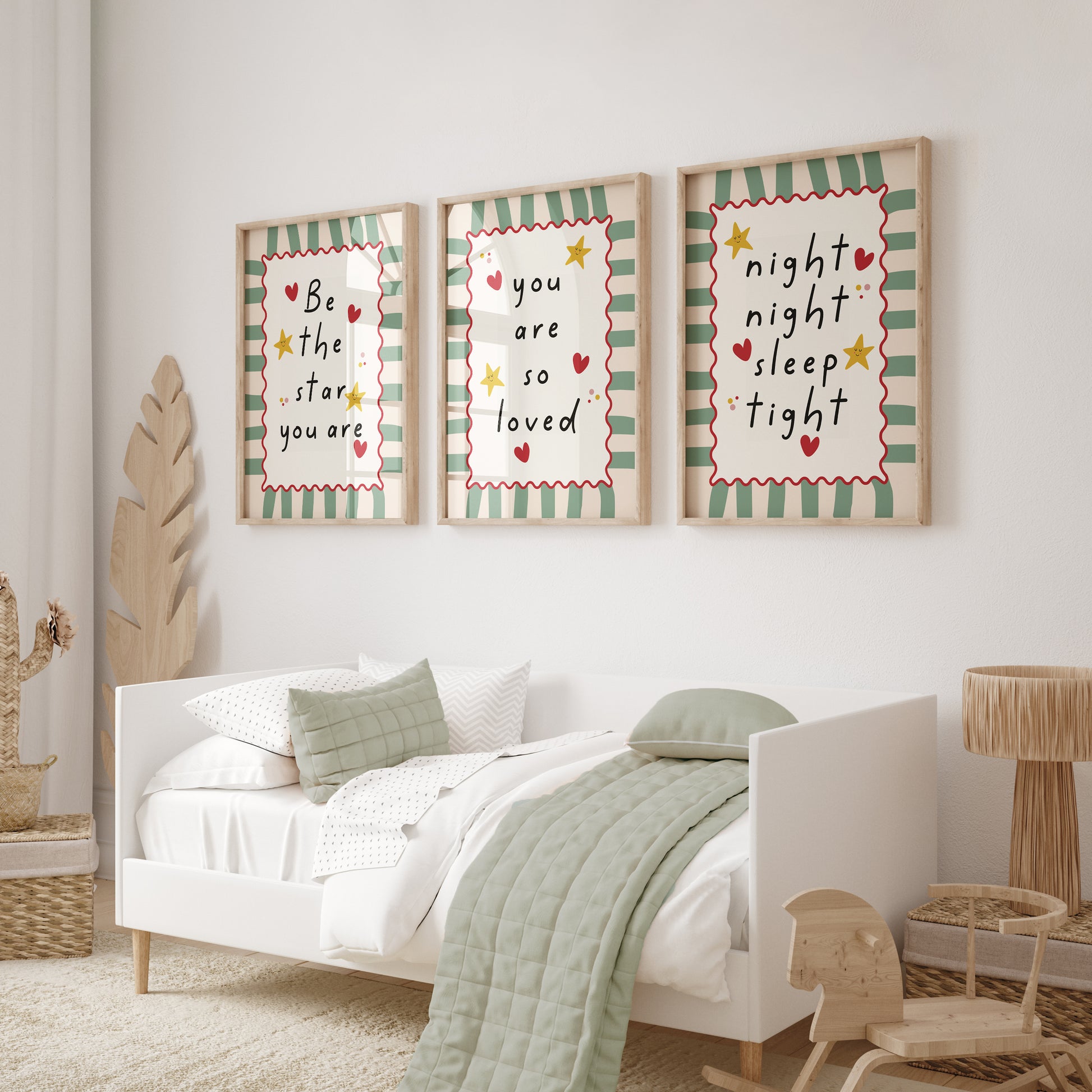 Sage green girls bedroom prints