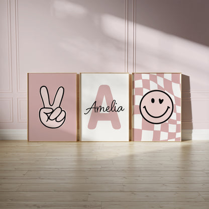 Set of 3 Girls pink bedroom prints