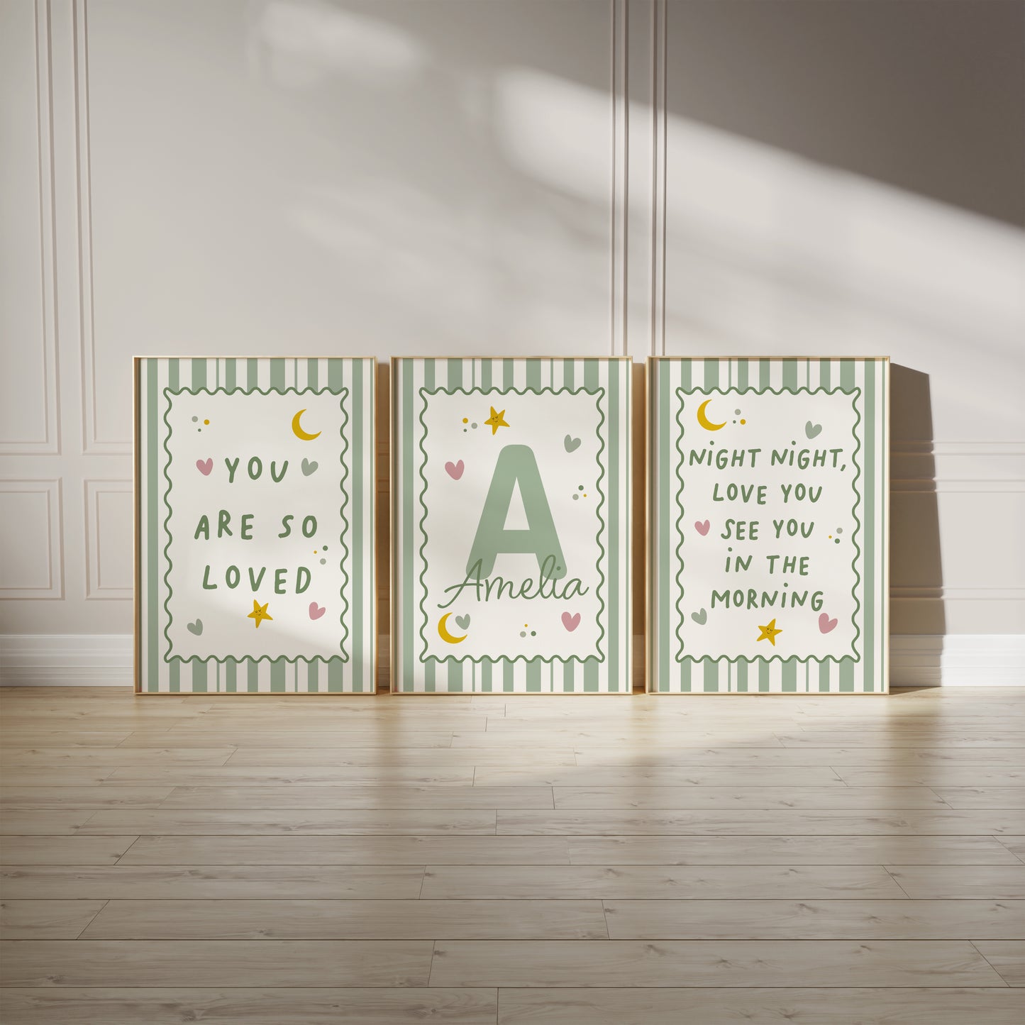 Girls bedroom prints with cute bedtime phrases