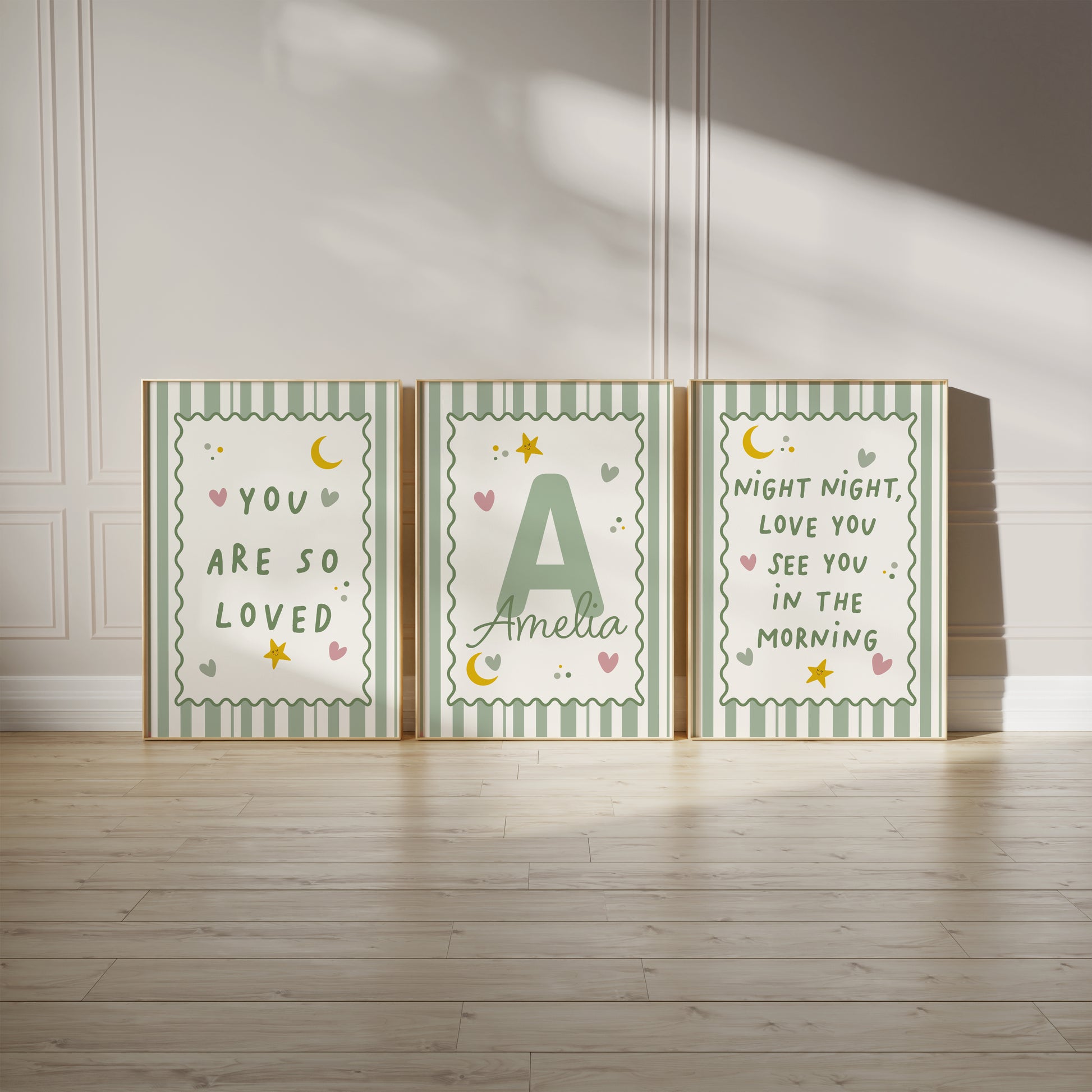 Girls bedroom prints with cute bedtime phrases