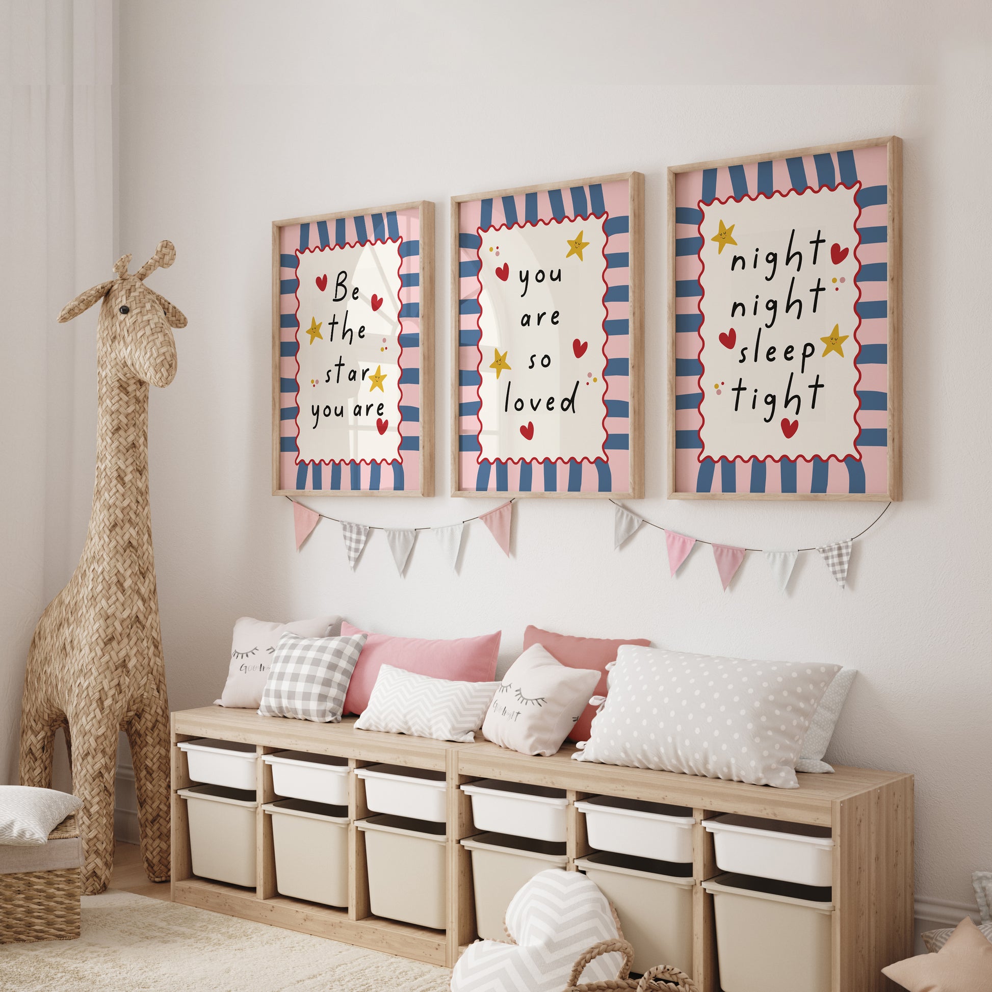 Girls blue and pink prints