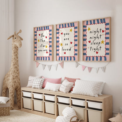 Girls blue and pink prints