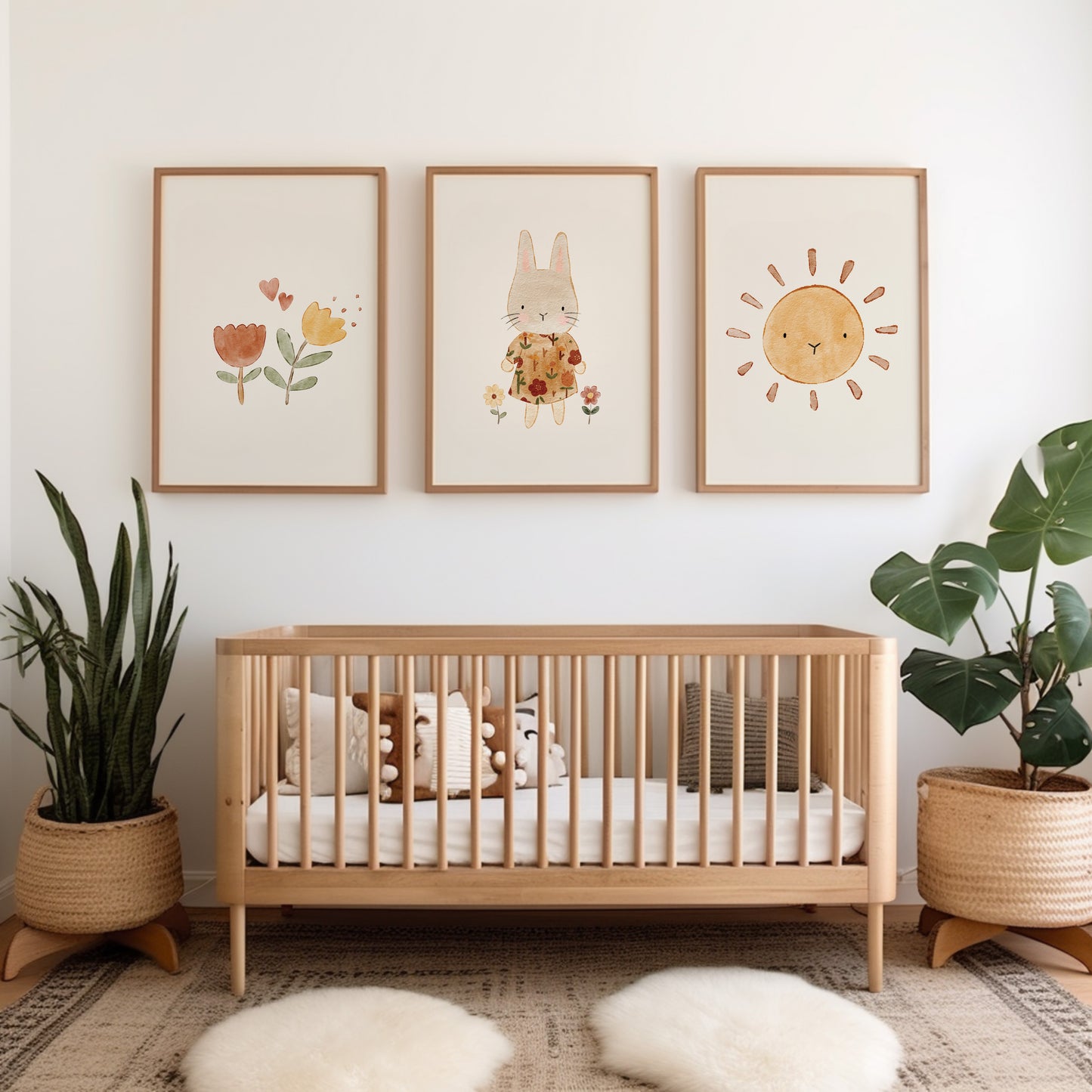 Girls cute bunny nursery prints