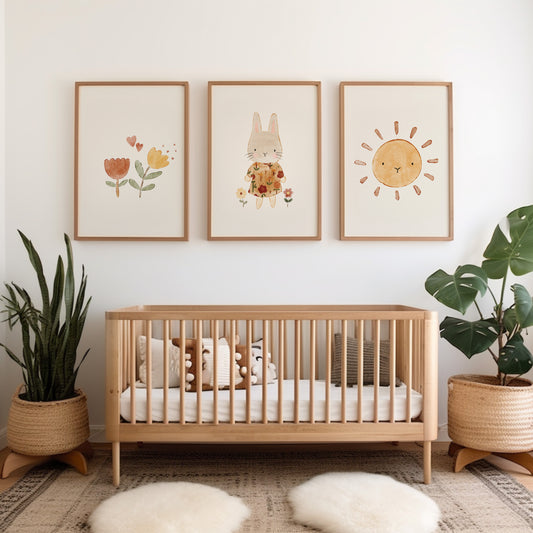 Girls cute bunny nursery prints