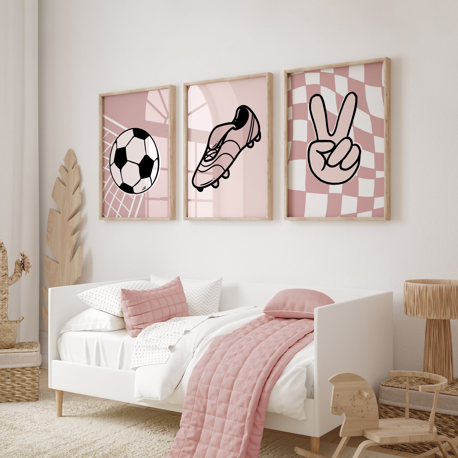 Girls football room prints in pink