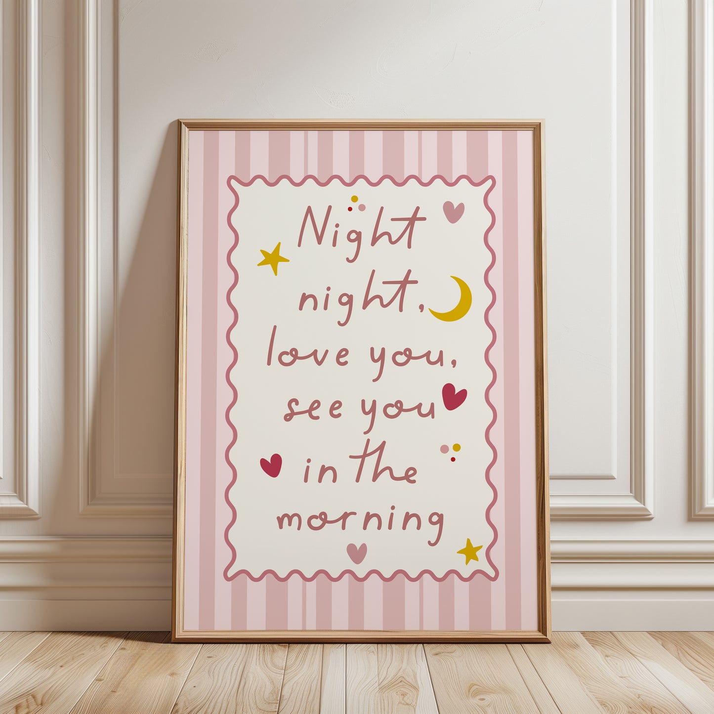 Set of 3 Girls Cute Wall Art Prints, Pink