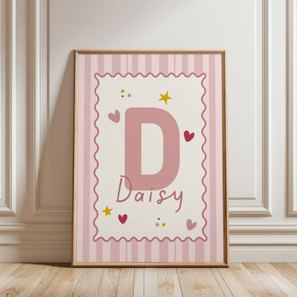 Set of 3 Girls Cute Wall Art Prints, Pink