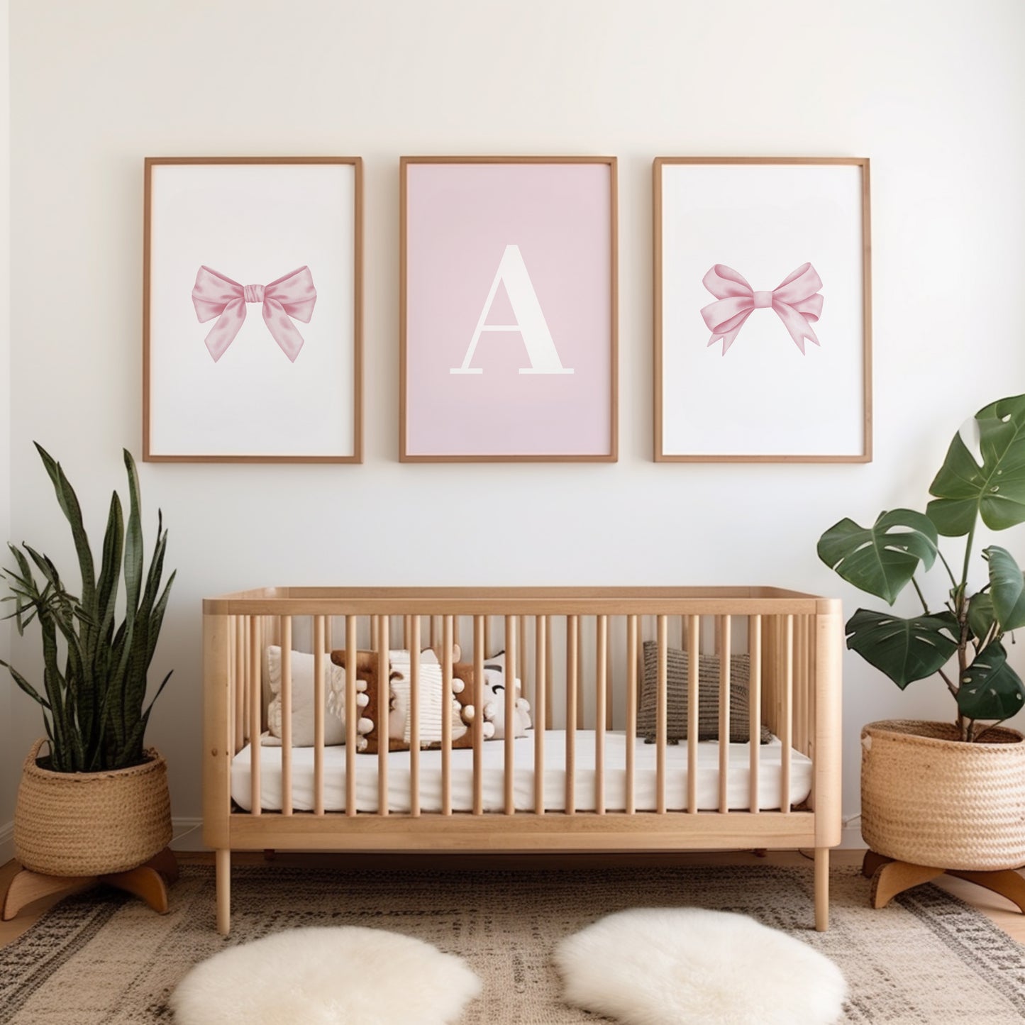 Girls pink bow personalised prints