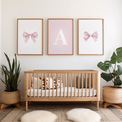 Girls pink bow personalised prints