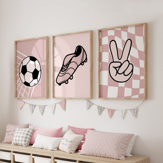 Girls pink football prints