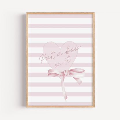 Set of 3 Girls Room Personalised Pink Bow Prints