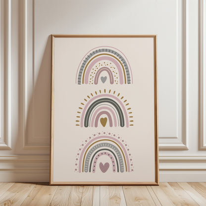 girls rainbow prints in pink and mauve colours