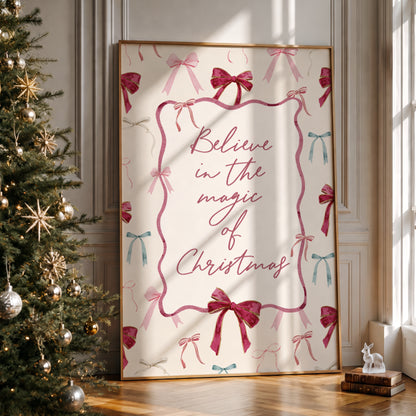 Pink Bow Christmas Print