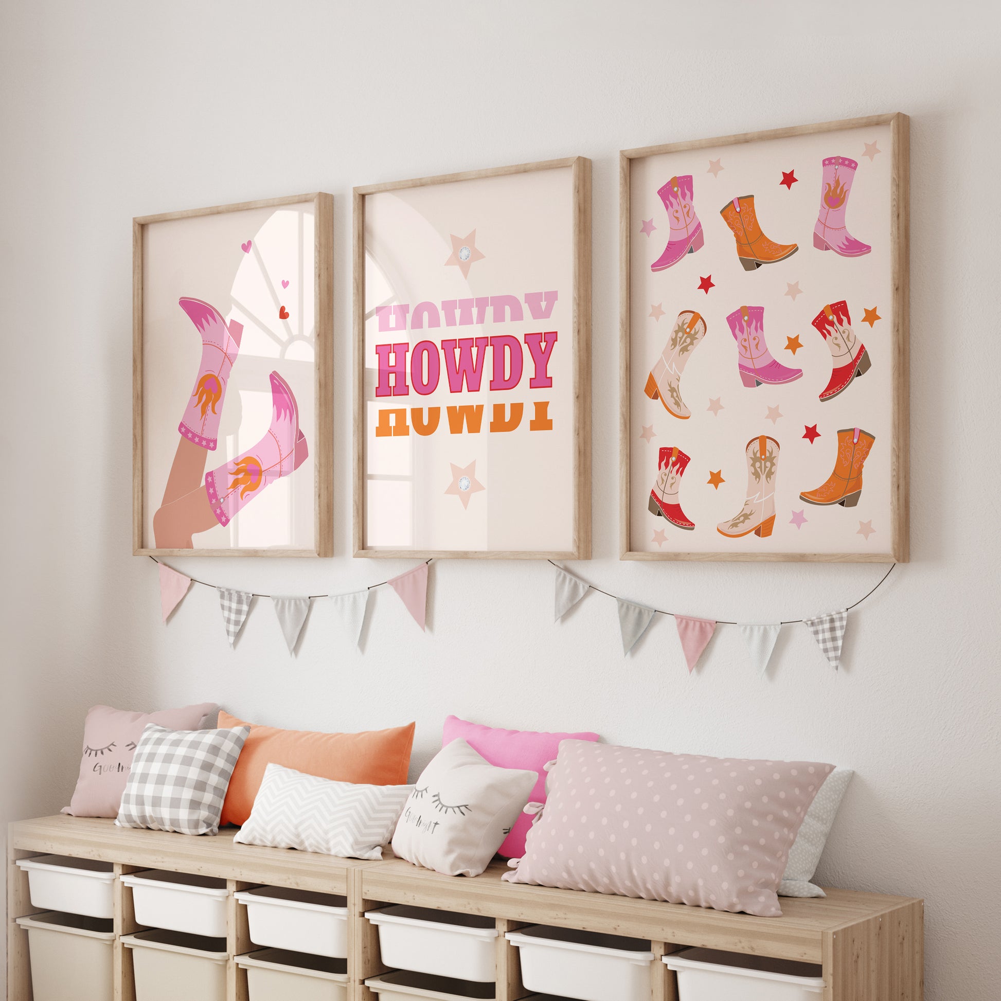Girls room cowgirl rodeo wall art prints