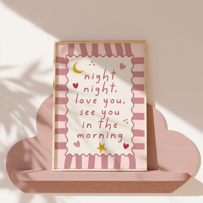 Night Night Bedtime Quote Nursery Print