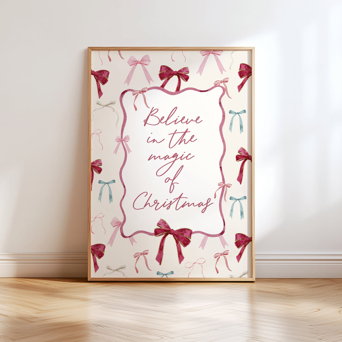 Pink Bow Christmas Print