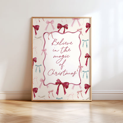 Pink Bow Christmas Print