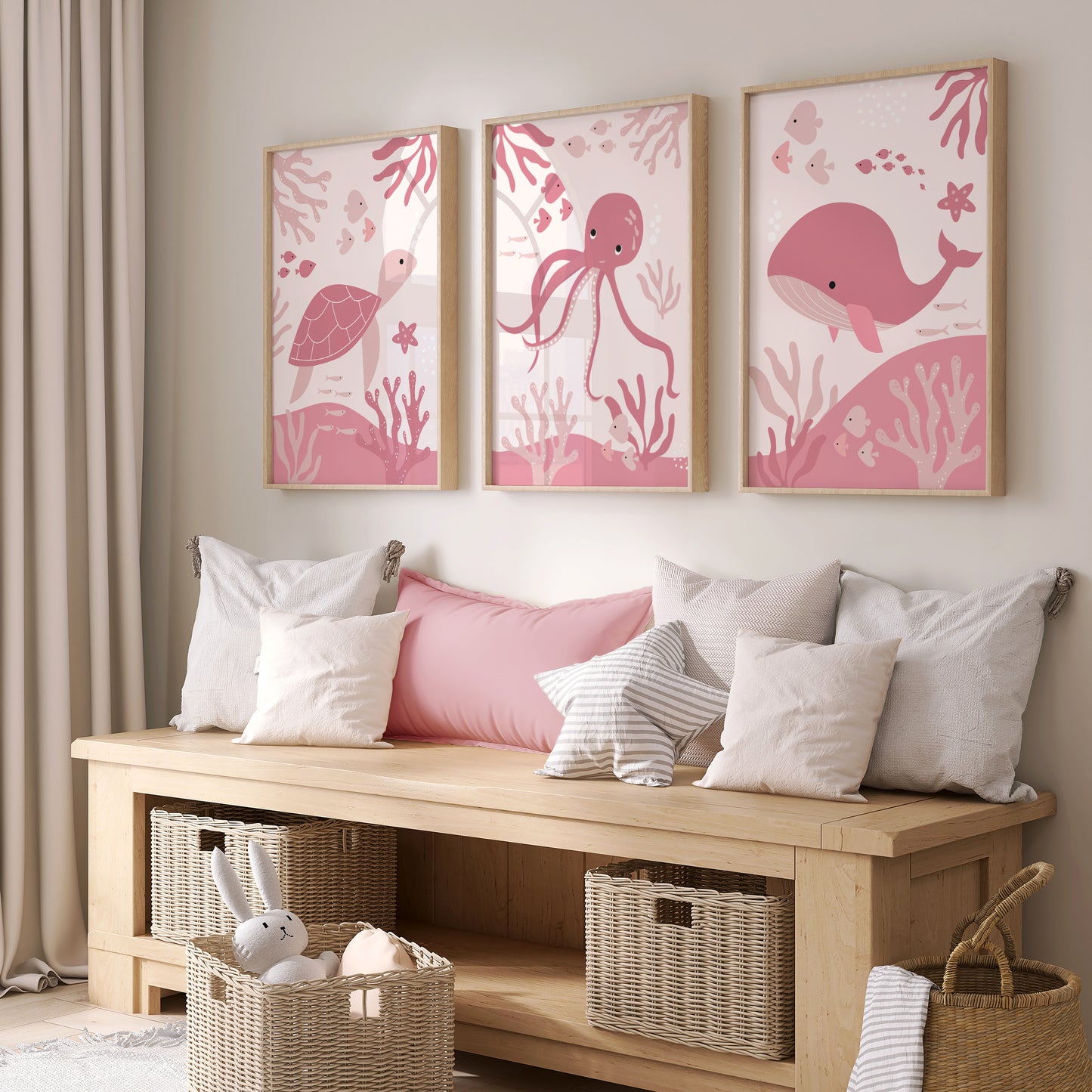 Set of 3 Girls Ocean Wall Prints