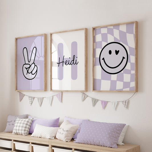 Girls personalised trendy prints in lilac