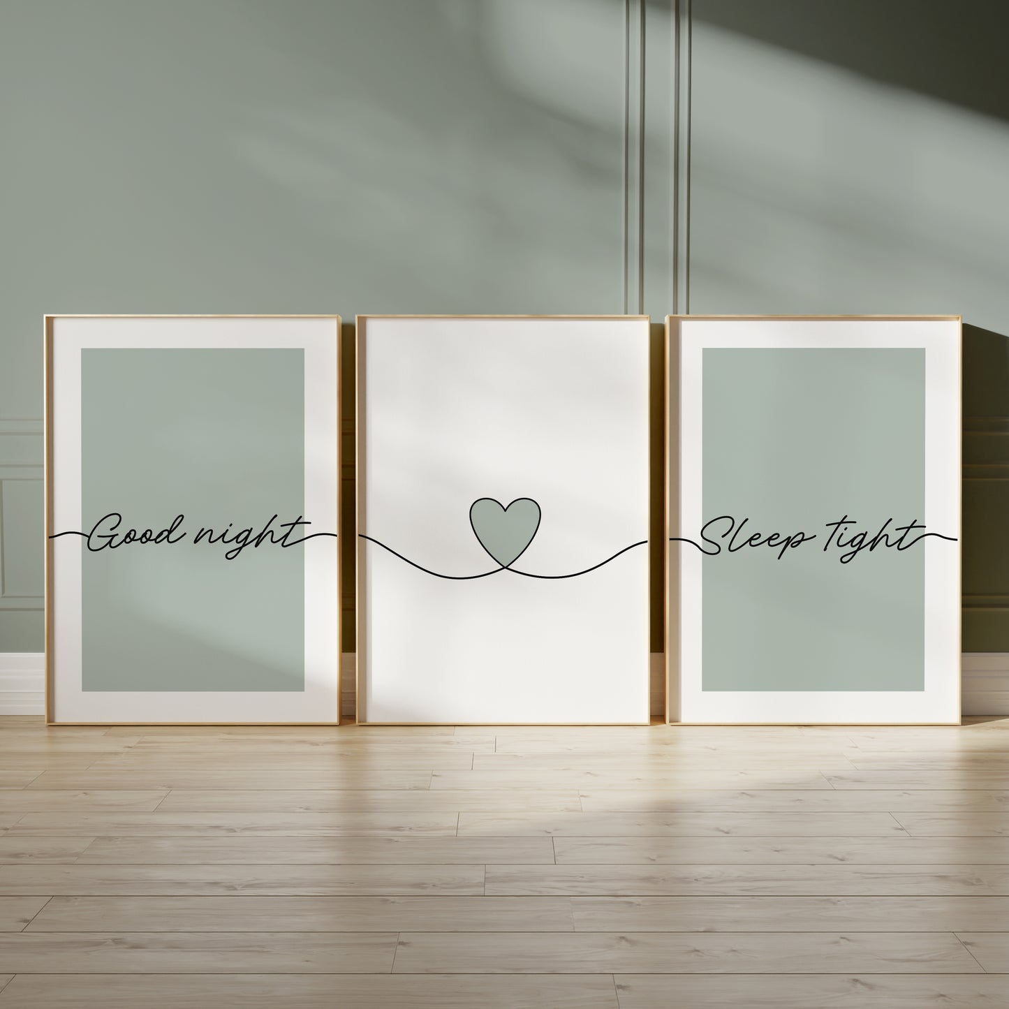 Set of 3 Sage Green Bedroom Art Prints