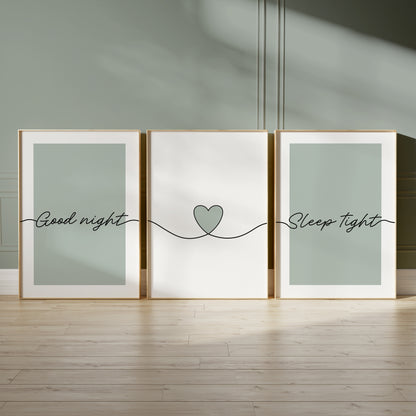 Set of 3 Sage Green Bedroom Art Prints