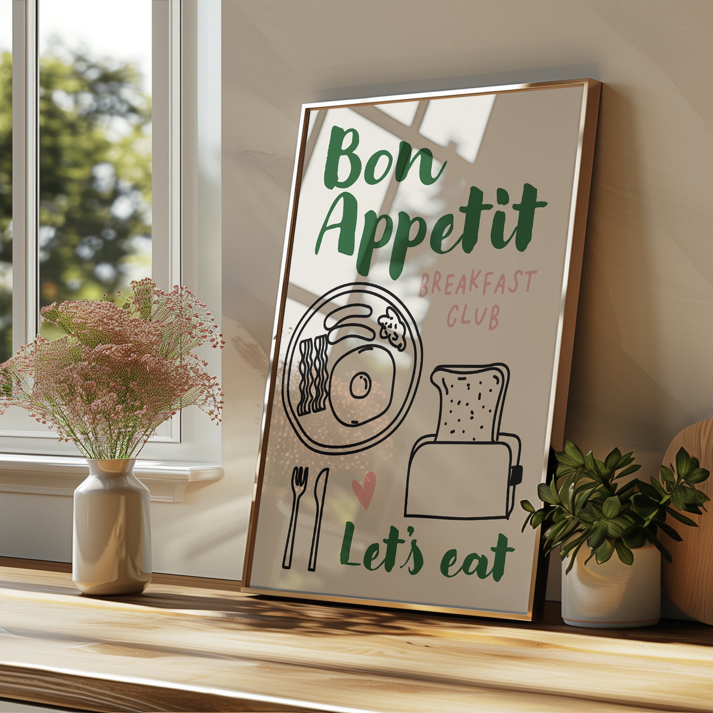 green kitchen print
