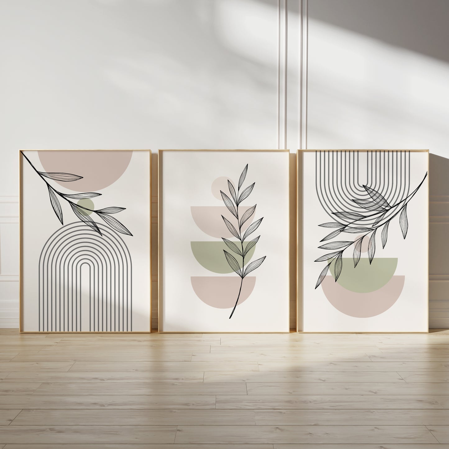 lime green and pink watercolour boho wall art prints